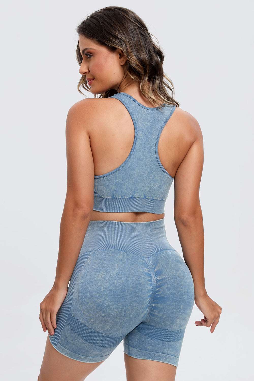 3 Piece Washed Square Neck Wide Strap Active Set