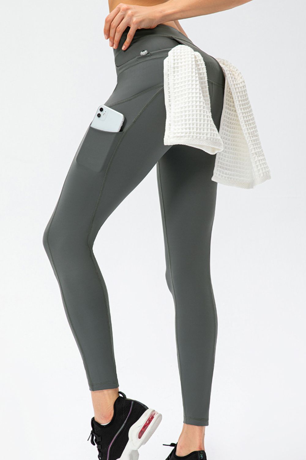 Motivation Spoken Full Size Slim Fit High Waist Long Sports Pants with Pockets