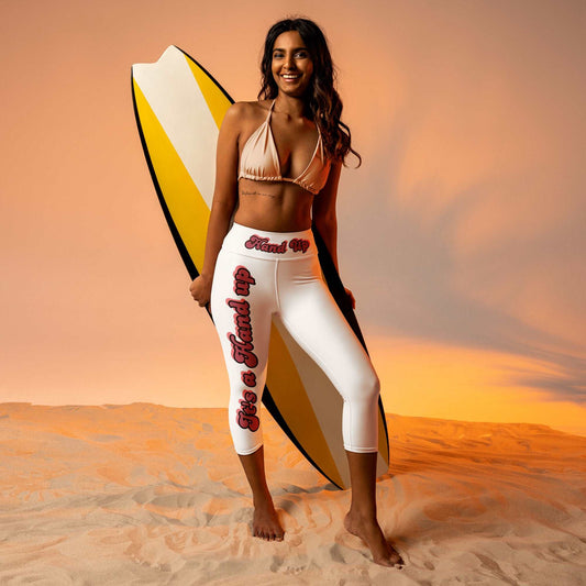 Motivation Spoken "Hand Out" Yoga Capri Leggings