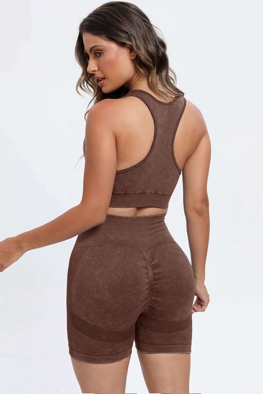 3 Piece Washed Square Neck Wide Strap Active Set