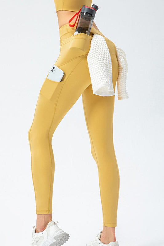 Motivation Spoken Full Size Slim Fit High Waist Long Sports Pants with Pockets