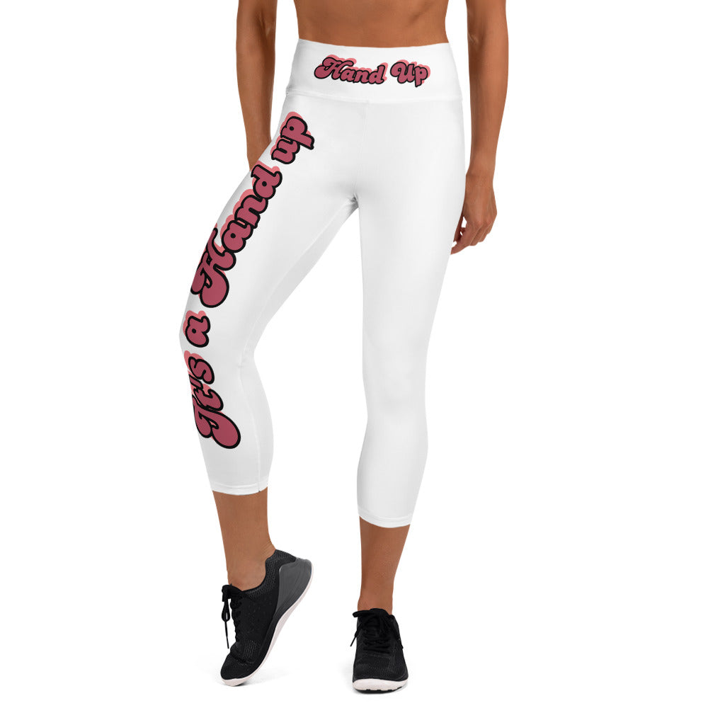 Motivation Spoken "Hand Out" Yoga Capri Leggings