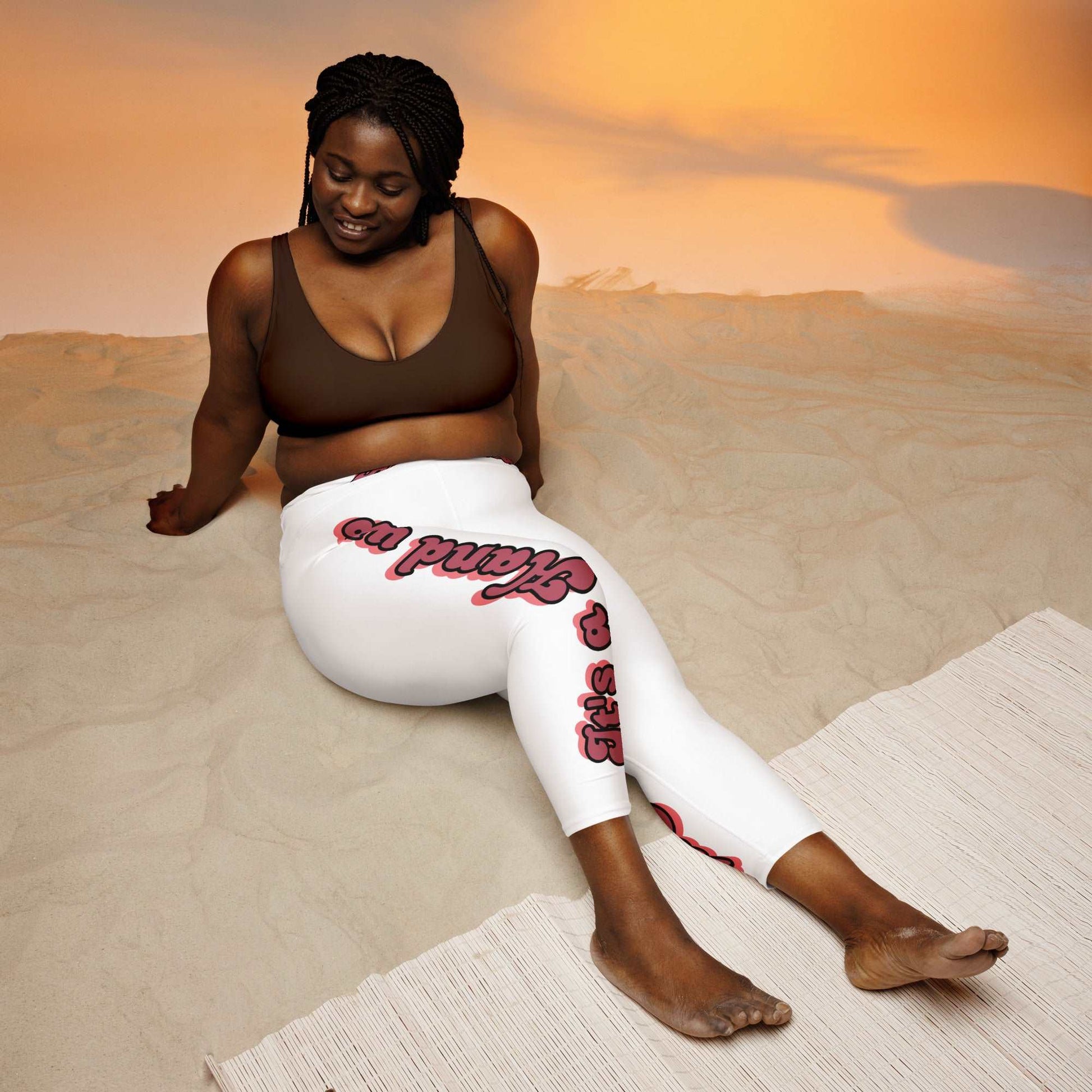 Motivation Spoken "Hand Out" Yoga Capri Leggings